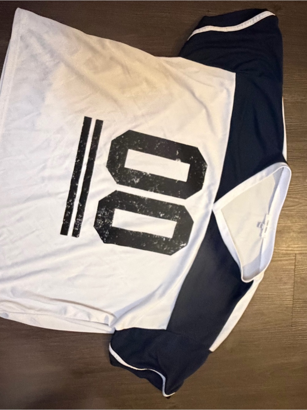 Women’s White and Navy Jersey Top with Number Graphic